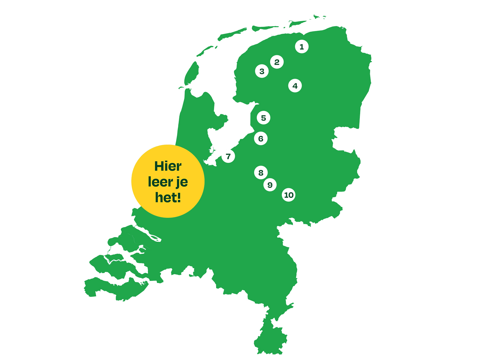 Landkaart locaties mbo